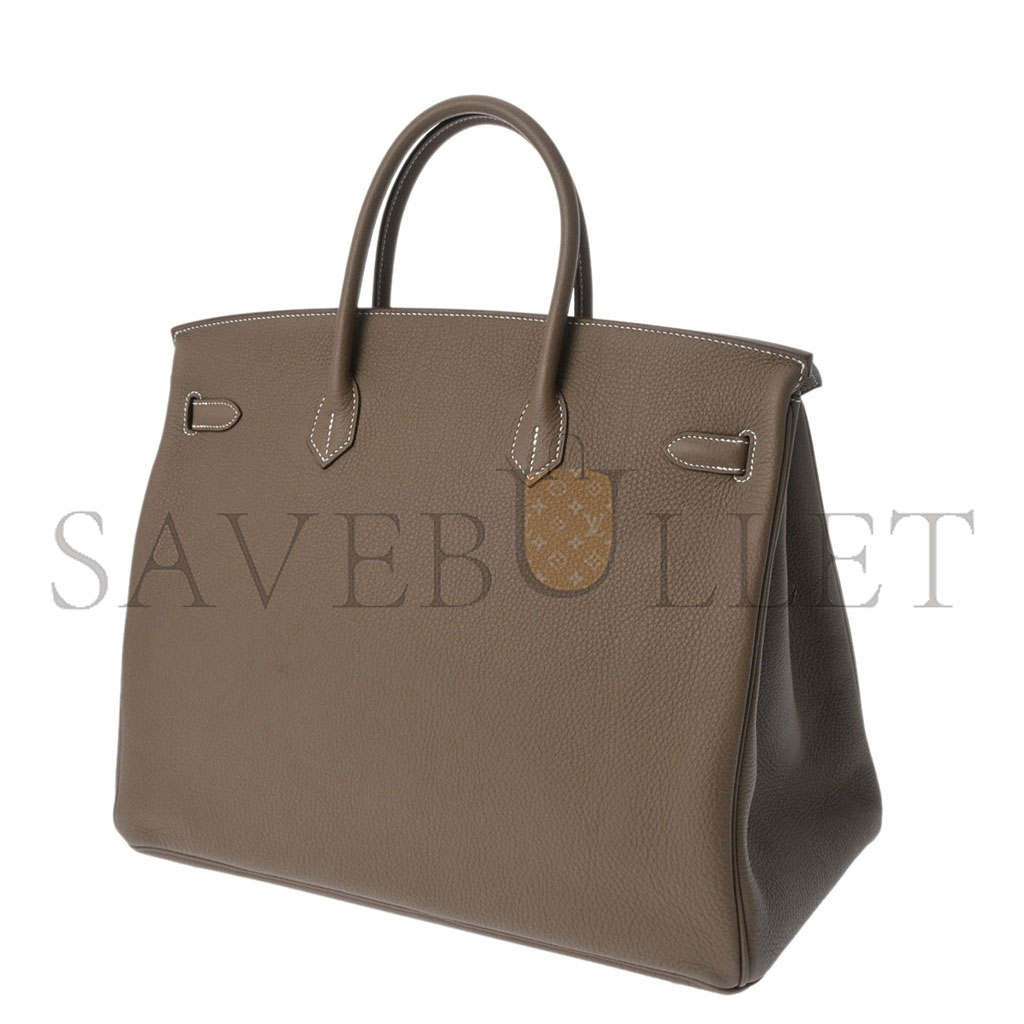 H**mes birkin 35 epsom leather elephant grey silver buckle bag 543471 (35*28*18cm)